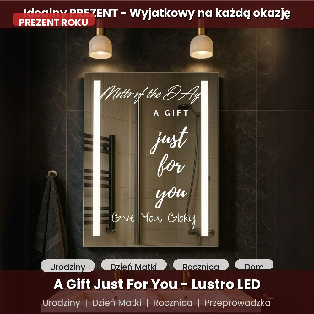 Lustro LED motywacyjne z napisem — ciepłe światło 3000K, dotyk, IP67