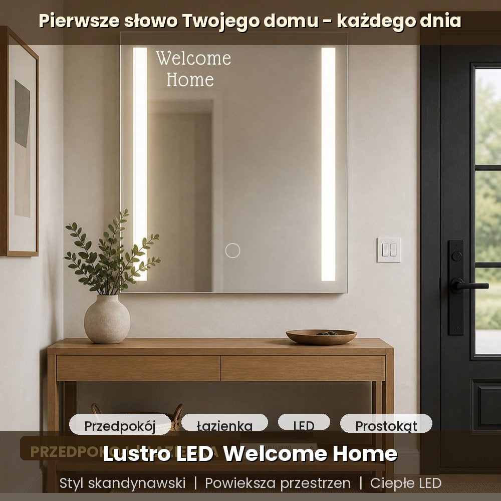 Lustro LED motywacyjne z napisem — ciepłe światło 3000K, dotyk, IP67